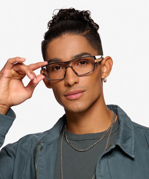 Weld Clear Gray Orange PlasticEyeglass Frames for Men from EyeBuyDirect