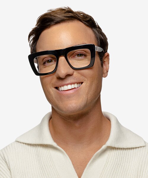 Planetary Black Gray AcetateEyeglass Frames for Men from EyeBuyDirect