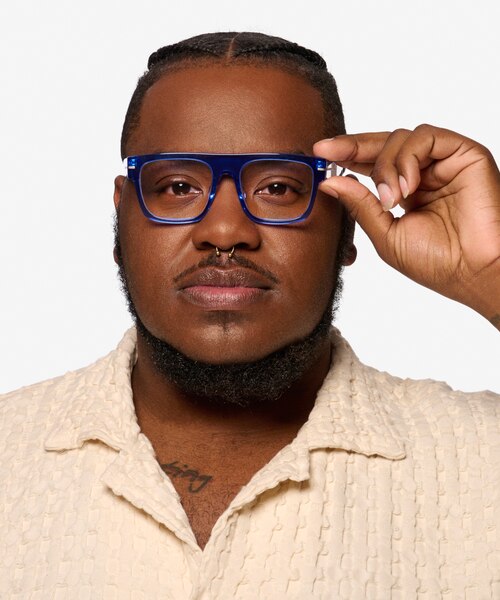 Chet Transparent Blue AcetateEyeglass Frames for Men from EyeBuyDirect