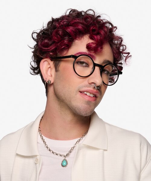 Script Black AcetateEyeglass Frames for Men from EyeBuyDirect