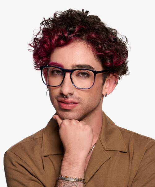 Amra Blue Striped AcetateEyeglass Frames for Men from EyeBuyDirect