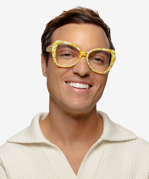 Superbloom Yellow Floral AcetateEyeglass Frames for Men from EyeBuyDirect