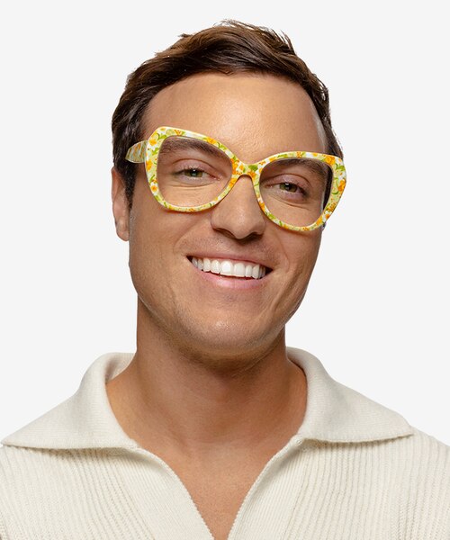 Superbloom Yellow Floral AcetateEyeglass Frames for Men from EyeBuyDirect