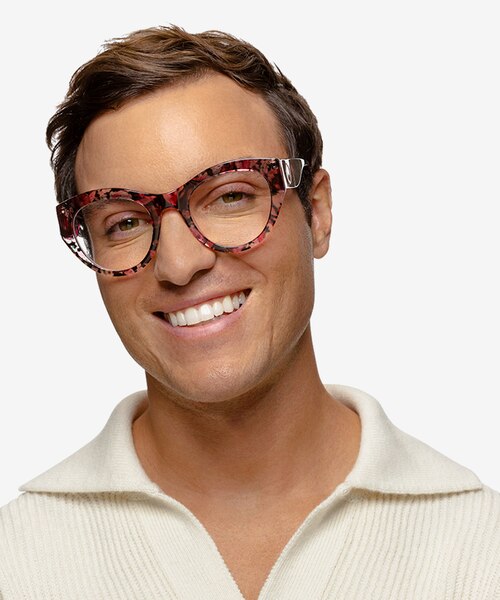 Angelica Red Floral AcetateEyeglass Frames for Men from EyeBuyDirect