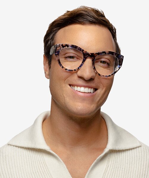 Angelica Purple Floral AcetateEyeglass Frames for Men from EyeBuyDirect