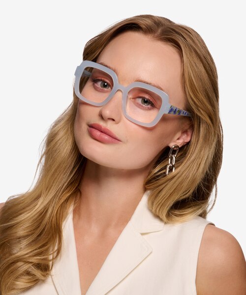 Seed Clear Blue AcetateEyeglass Frames for Women from EyeBuyDirect