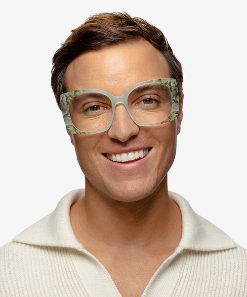 Amaryllis Green Floral Green AcetateEyeglass Frames for Men from EyeBuyDirect
