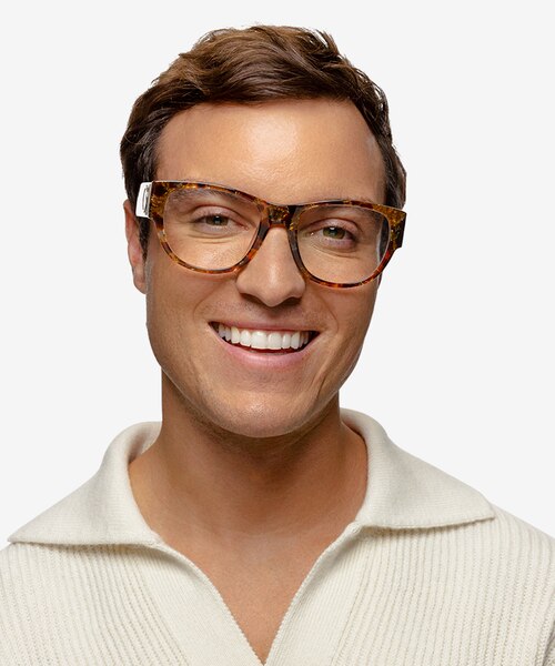 Aine Brown Floral AcetateEyeglass Frames for Men from EyeBuyDirect