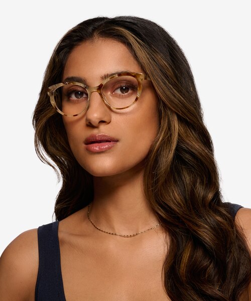 Moa Brown Striped AcetateEyeglass Frames for Women from EyeBuyDirect