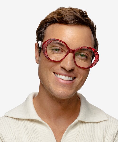 Brigid Red AcetateEyeglass Frames for Men from EyeBuyDirect