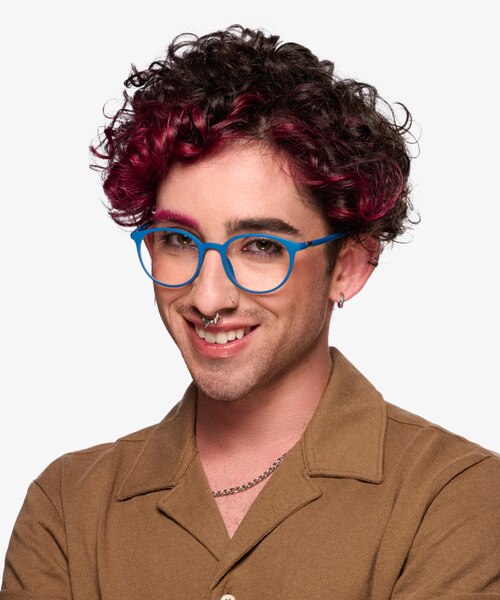 Berry Navy PlasticEyeglass Frames for Men from EyeBuyDirect