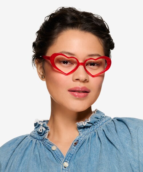 Sweet Milky Red AcetateEyeglass Frames for Women from EyeBuyDirect