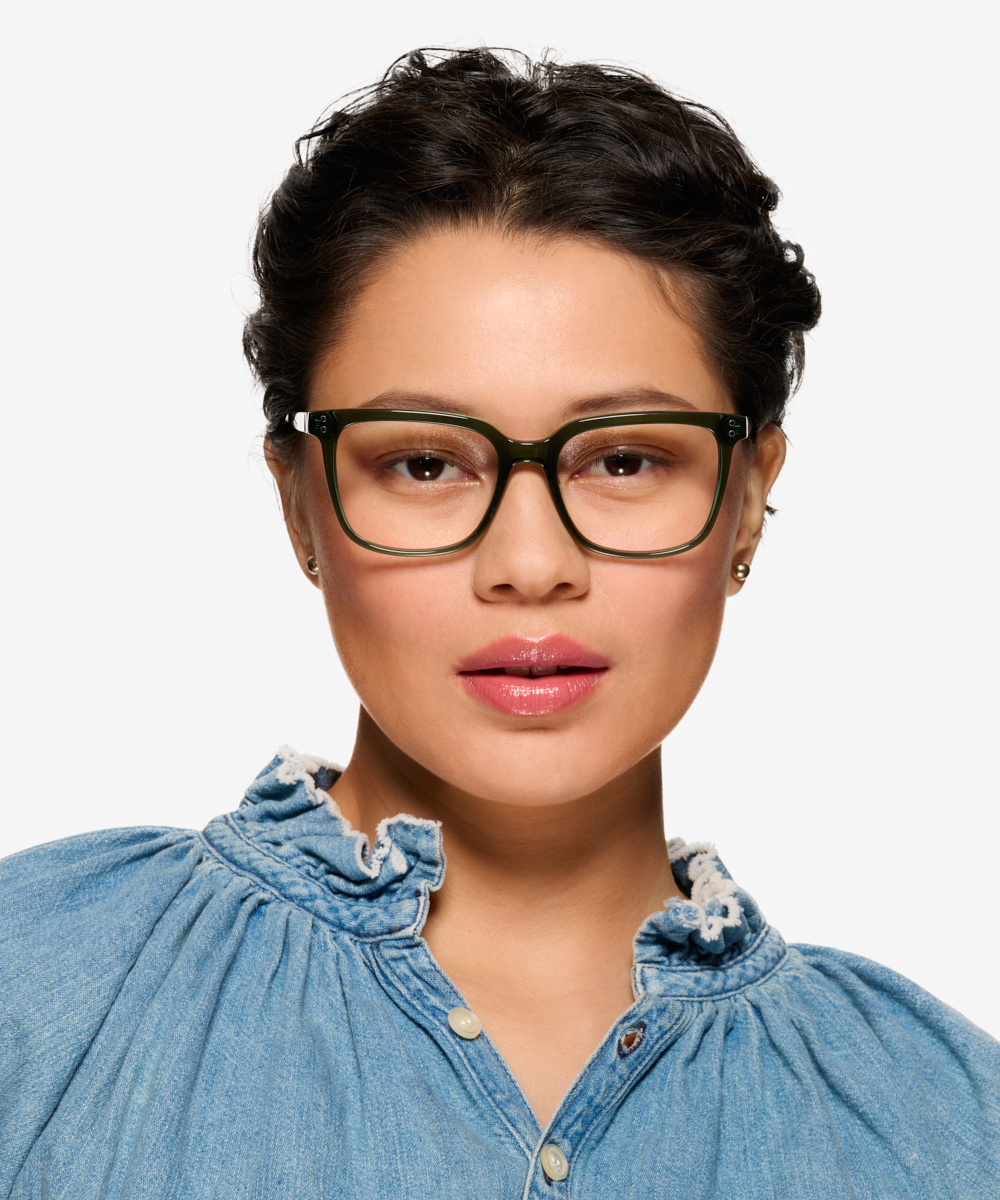 Amia Square Crystal Green Full Rim Eyeglasses Eyebuydirect Canada