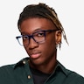 Sandie Crystal Dark Blue AcetateEyeglass Frames for Men from EyeBuyDirect