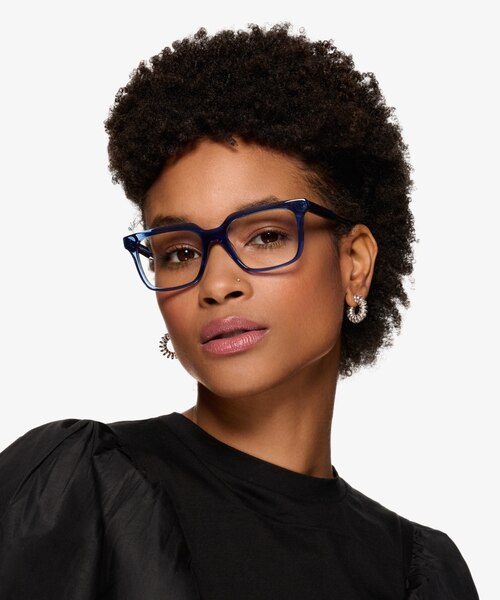 Sandie Crystal Dark Blue AcetateEyeglass Frames for Women from EyeBuyDirect