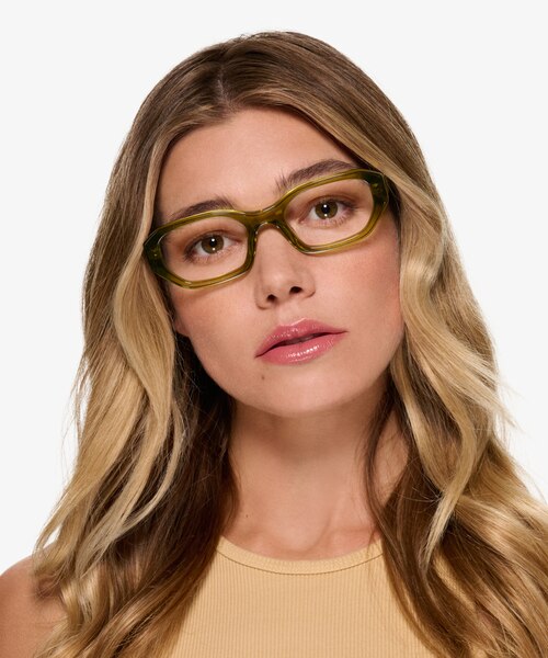Nina Crystal Olive Green AcetateEyeglass Frames for Women from EyeBuyDirect