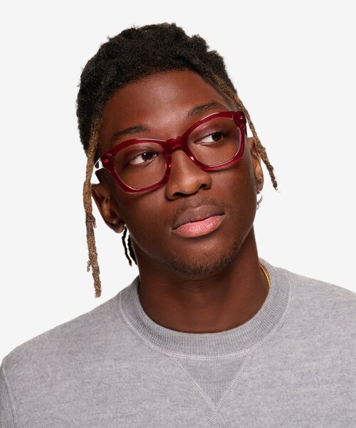 Aronia Crystal Dark Pink AcetateEyeglass Frames for Men from EyeBuyDirect
