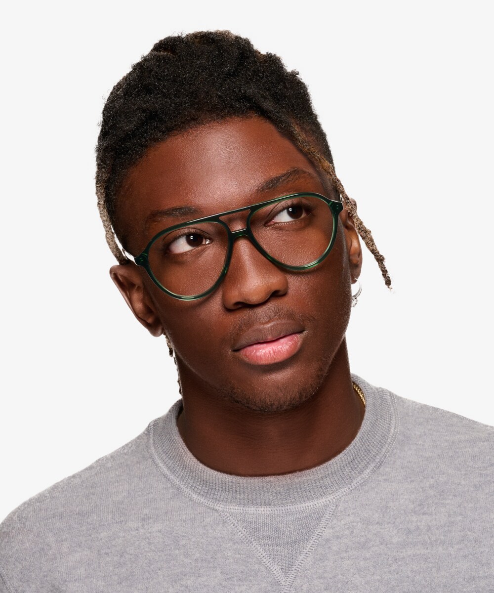 Verbena Aviator Crystal Green Full Rim Eyeglasses | Eyebuydirect