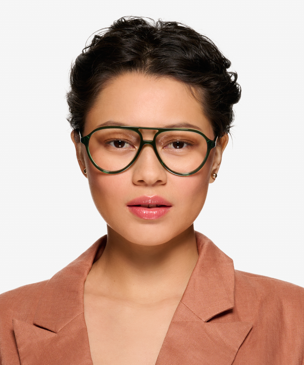 Verbena Aviator Crystal Green Full Rim Eyeglasses Eyebuydirect