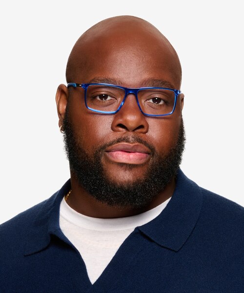 Zing Crystal Blue AcetateEyeglass Frames for Men from EyeBuyDirect