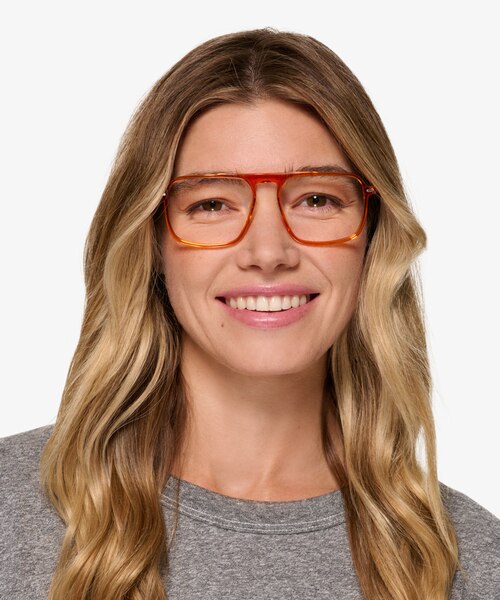 Zip Crystal Orange AcetateEyeglass Frames for Women from EyeBuyDirect