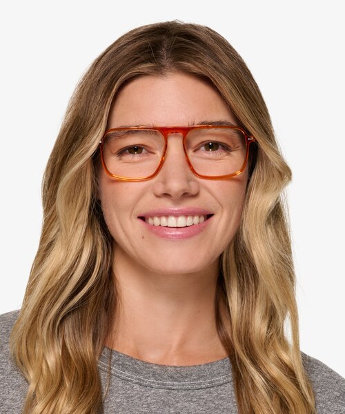 Zip Crystal Orange AcetateEyeglass Frames for Women from EyeBuyDirect
