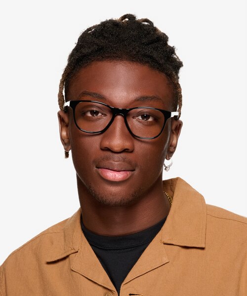 Fortitude Solid Black AcetateEyeglass Frames for Men from EyeBuyDirect