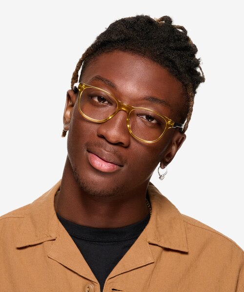 Fortitude Crystal Yellow AcetateEyeglass Frames for Men from EyeBuyDirect
