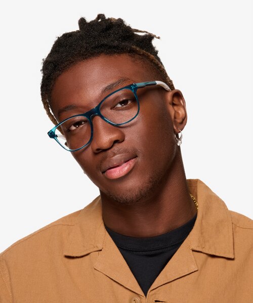 Fortitude Crystal Blue Green AcétateMontures de lunettes de vue pour Hommes d'EyeBuyDirect