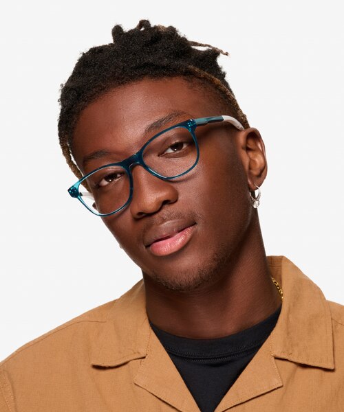 Fortitude Crystal Blue Green AcetateEyeglass Frames for Men from EyeBuyDirect