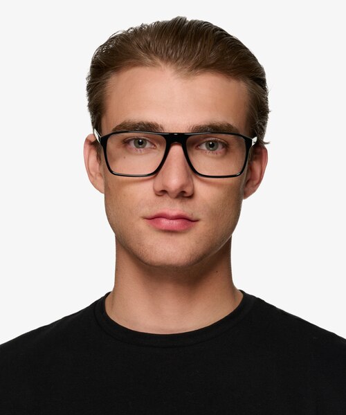 Barnett Solid Black AcétateMontures de lunettes de vue pour Hommes d'EyeBuyDirect