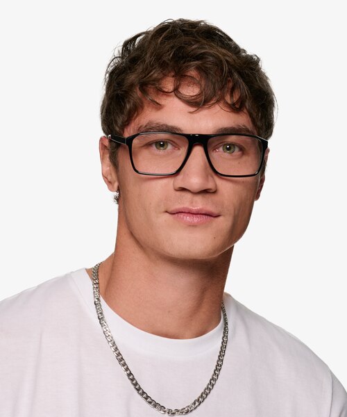 Barnett Solid Black AcétateMontures de lunettes de vue pour Femmes d'EyeBuyDirect
