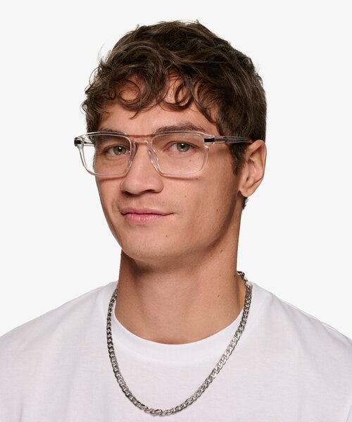 Kiel Clear Shiny Silver AcetateEyeglass Frames for Women from EyeBuyDirect