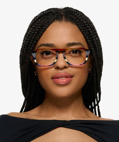 Starry Green Brown Rainbow AcetateEyeglass Frames for Women from EyeBuyDirect