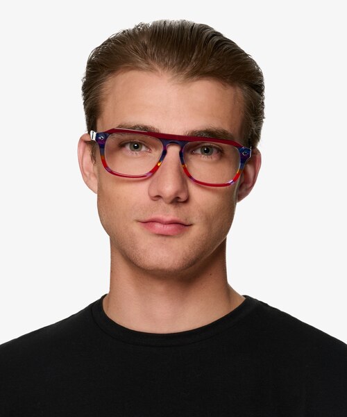 Starry Blue Red Rainbow AcetateEyeglass Frames for Men from EyeBuyDirect