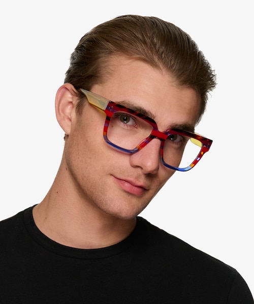 Vibrant Blue Red Rainbow AcetateEyeglass Frames for Men from EyeBuyDirect