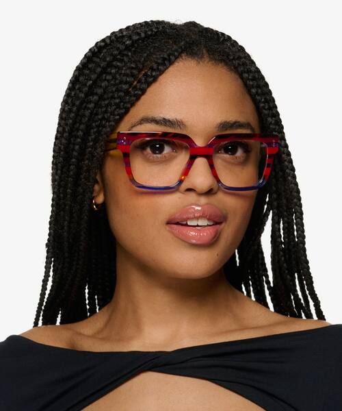 Blue Red Rainbow   Vibrant -  Acetate Eyeglasses