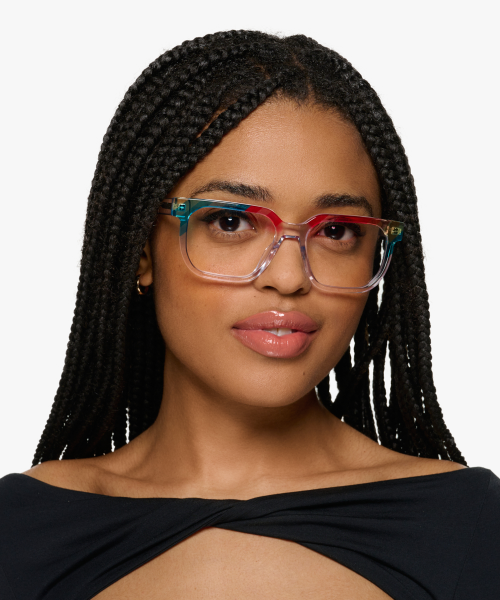 Empowered Square Rainbow Clear Full Rim Eyeglasses Eyebuydirect Canada