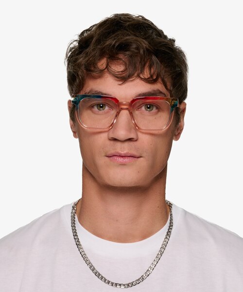 Empowered Rainbow Orange AcetateEyeglass Frames for Men from EyeBuyDirect