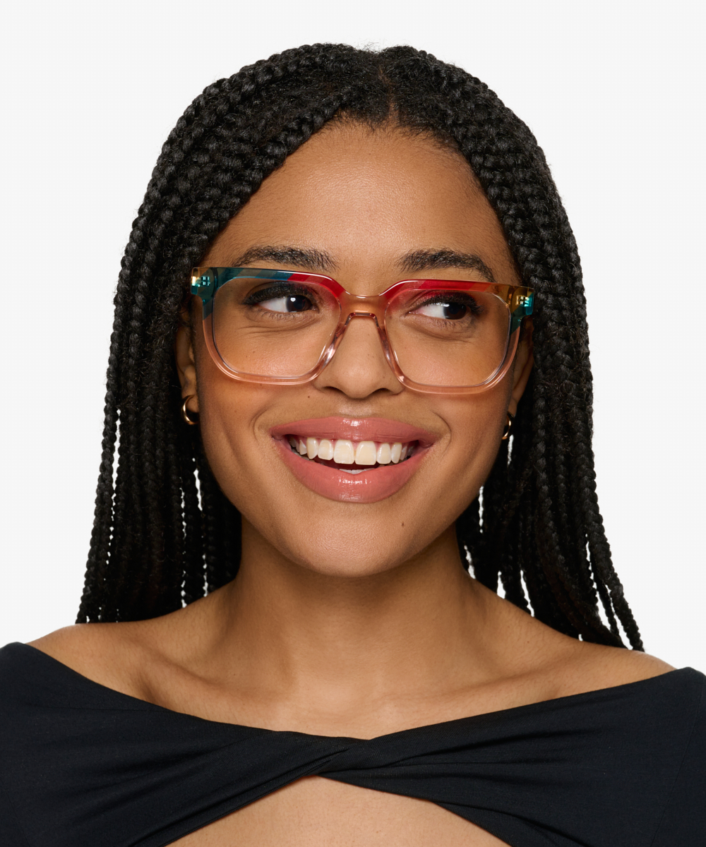 Empowered Square Rainbow Orange Full Rim Eyeglasses Eyebuydirect