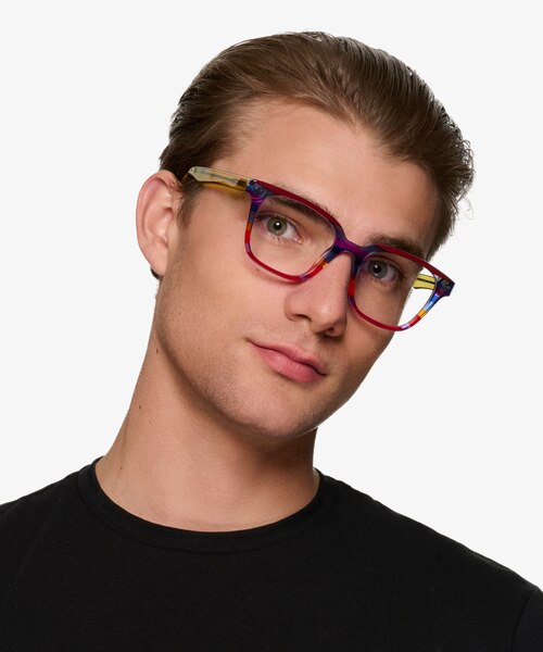 Spotlight Red Blue Rainbow AcetateEyeglass Frames for Men from EyeBuyDirect
