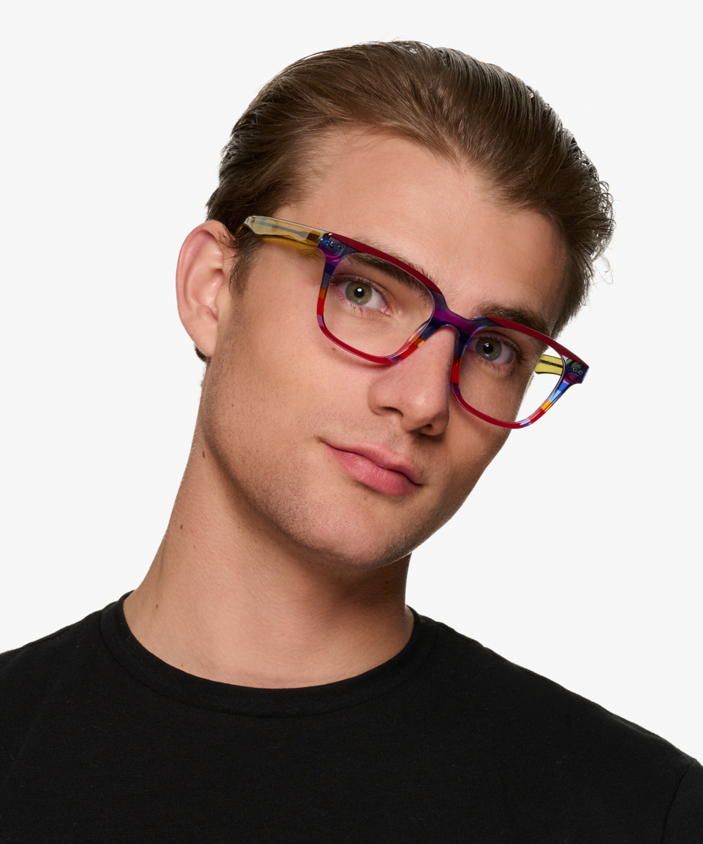 Spotlight Square Red Blue Rainbow Full Rim Eyeglasses Eyebuydirect Canada