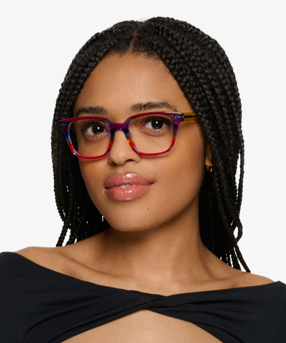 Spotlight Square Red Blue Rainbow Full Rim Eyeglasses Eyebuydirect Canada