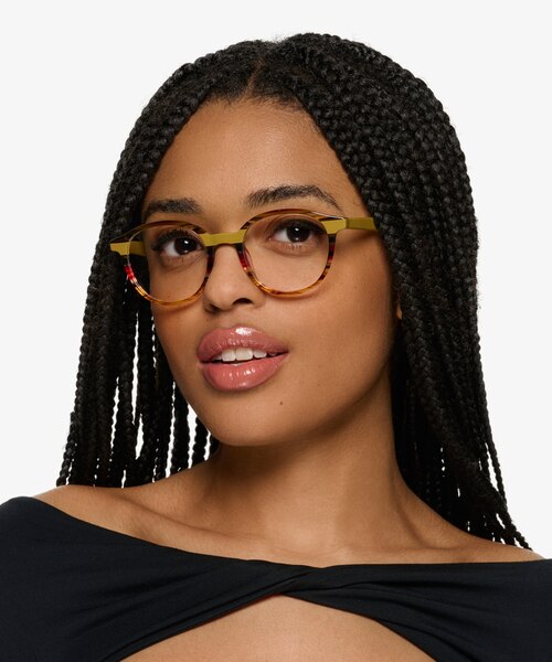 Expression Brown Yellow Striped AcetateEyeglass Frames for Women from EyeBuyDirect