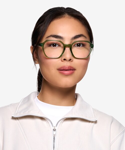 Flare Crystal Green AcétateMontures de lunettes de vue pour Femmes d'EyeBuyDirect