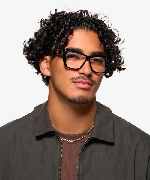 Scribble Black Flower AcetateEyeglass Frames for Men from EyeBuyDirect