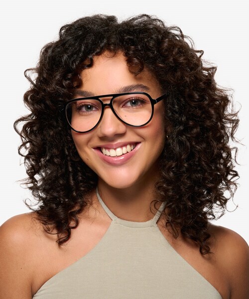 VLOOK Glasses - Black Aviator Style Prescription Glasses - Lois