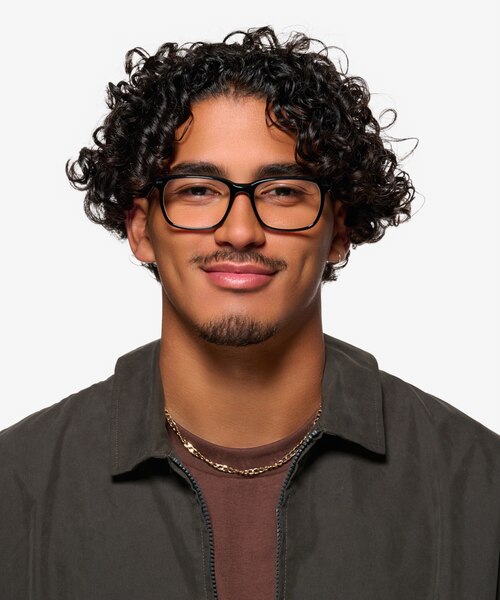 Montage Solid Black Green AcetateEyeglass Frames for Men from EyeBuyDirect