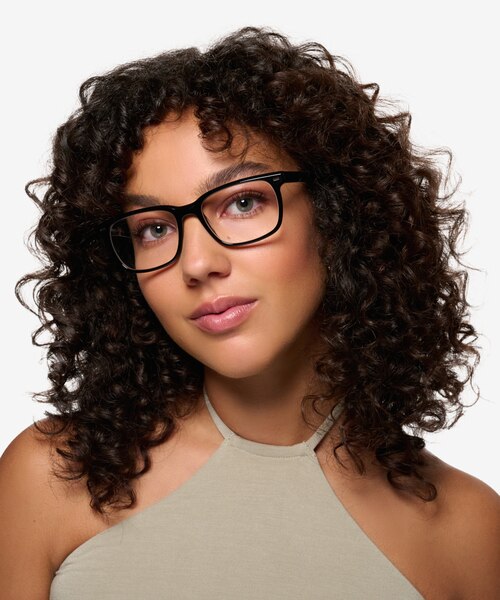 Montage Solid Black Green AcetateEyeglass Frames for Women from EyeBuyDirect