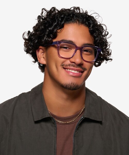 Compose Crystal Purple AcetateEyeglass Frames for Men from EyeBuyDirect